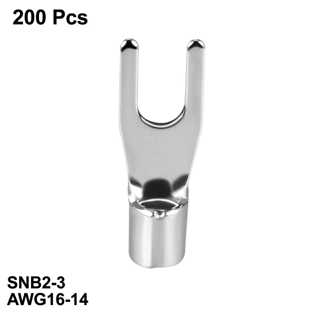Harfington 200x Fork Type Copper Non-Insulated Spade Terminals SNB2-3, 16-14 Wire Size, #4 Stud Size