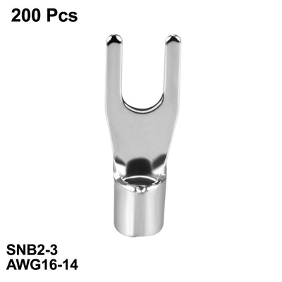 Harfington 200x Fork Type Copper Non-Insulated Spade Terminals SNB2-3, 16-14 Wire Size, #4 Stud Size