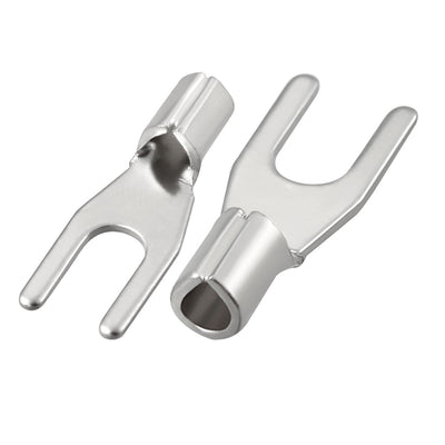 Harfington 200x Fork Type Copper Non-Insulated Spade Terminals SNB2-3, 16-14 Wire Size, #4 Stud Size