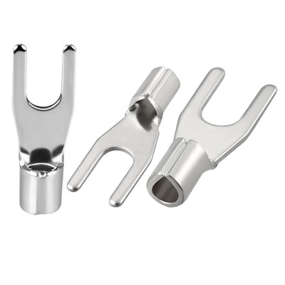 Harfington 200x Fork Type Copper Non-Insulated Spade Terminals SNB2-3, 16-14 Wire Size, #4 Stud Size