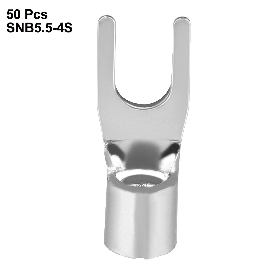 uxcell Uxcell 50x Fork Type Copper Non-Insulated Spade Terminals SNB5.5-4S, 12-10 Wire Size, #8 Stud Size