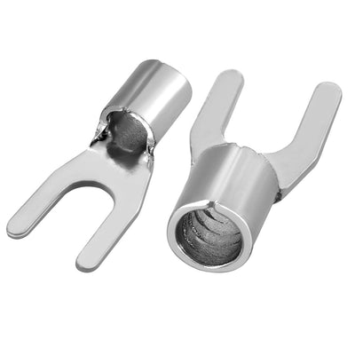 Harfington Uxcell 100x Fork Type Copper Non-Insulated Spade Terminals SNB3.5-4, 14-12 Wire Size, #6 Stud Size