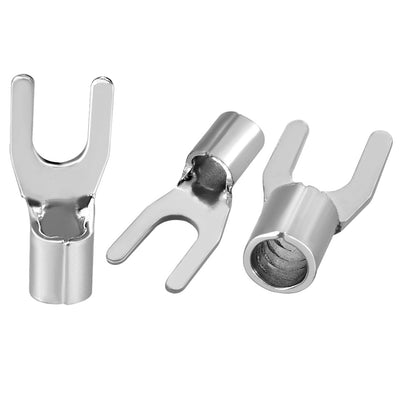 uxcell Uxcell 100x Fork Type Copper Non-Insulated Spade Terminals SNB3.5-4, 14-12 Wire Size, #6 Stud Size