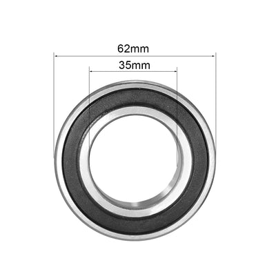 Harfington Deep Groove Ball Bearing 6007-2RS Double Sealed, 35mm x 62mm x 14mm Chrome Steel Bearings