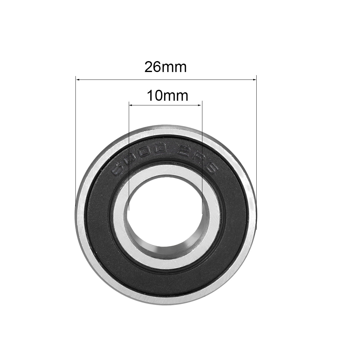 Harfington Deep Groove Ball Bearing 6000-2RS Double Sealed, 10mmx26mmx8mm Chrome Steel Bearings