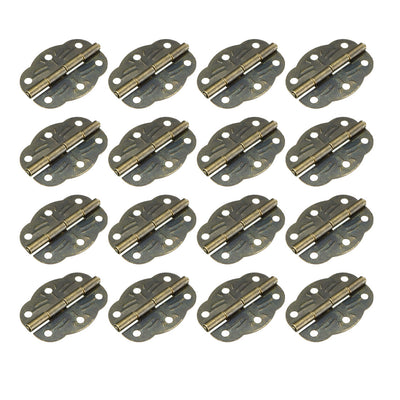 Harfington Uxcell 1.18" Antique Bronze Hinges Retro Mini Hinge Replacement with Screws 16pcs