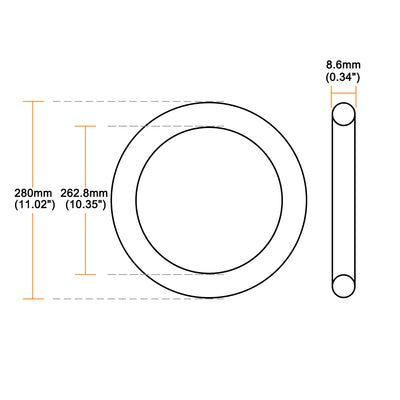 Harfington Uxcell O-Rings Nitrile Rubber 262.8mm x 280mm x 8.6mm Seal Rings Sealing Gasket 1pcs