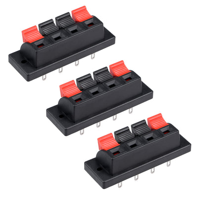 uxcell Uxcell 3pcs 4 Way Jack Socket Spring Push Release Connector Speaker Terminal Strip Block