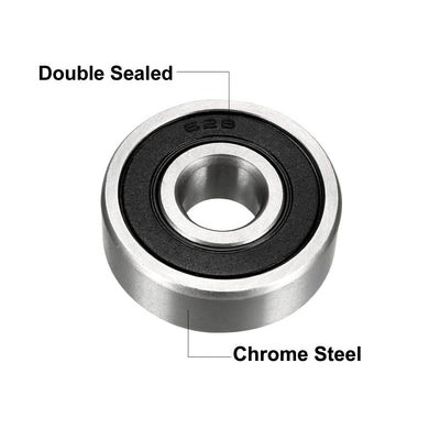 Harfington Deep Groove Ball Bearing 628-2RS Double Sealed, 8mm x 24mm x 8mm Chrome Steel Bearings