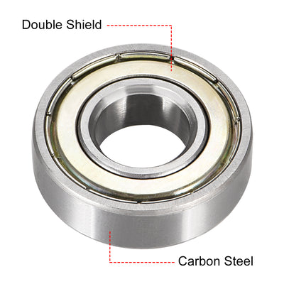 Harfington Uxcell 6001ZZ Ball Bearings Double Shield 12mmx28mmx8mm High Carbon Steel Z1 2pcs