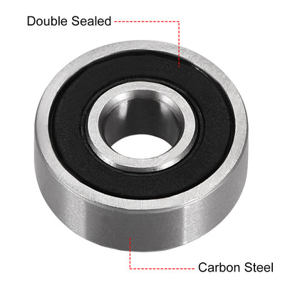 Harfington Uxcell 606-2RS Ball Bearings Double Sealed 6mmx17mmx6mm High Carbon Steel Z1 20Pcs