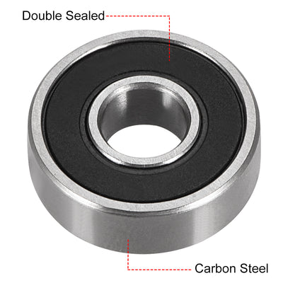 Harfington Uxcell 607-2RS Ball Bearings Double Sealed 7mmx19mmx6mm High Carbon Steel Z1 4Pcs
