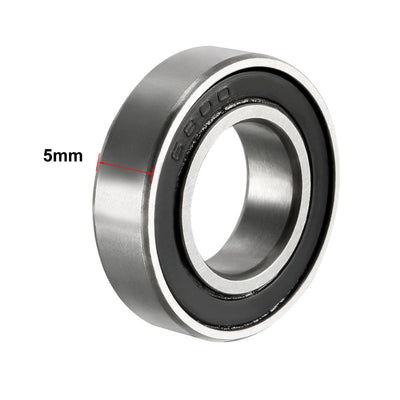 Harfington Uxcell Deep Groove Ball Bearing 6800-2RS Double Sealed, 10mm x 19mm x 5mm Carbon Steel Bearings 8Pcs