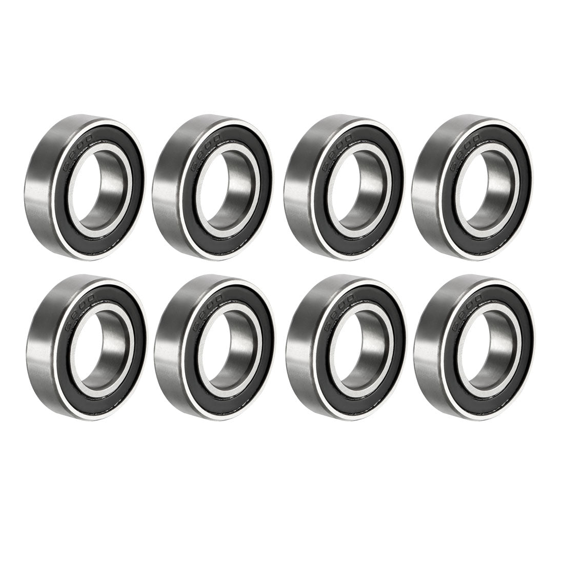 uxcell Uxcell Deep Groove Ball Bearing 6800-2RS Double Sealed, 10mm x 19mm x 5mm Carbon Steel Bearings 8Pcs