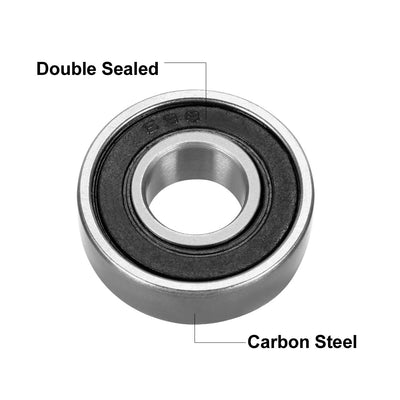 Harfington Deep Groove Ball Bearing 698-2RS Double Sealed, 8mm x 19mm x 6mm Carbon Steel Bearings 4Pcs