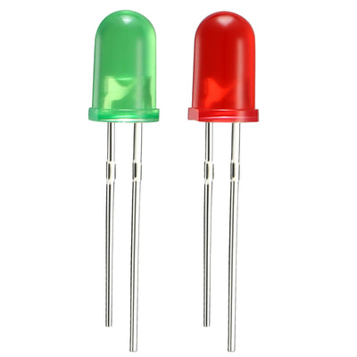 Harfington Uxcell 2 Colors x 5pcs 5mm Red Green LED Diode Lights Colored Lens Diffused Round 20mA Lighting Bulb Lamp Electronic Components Light Emitting Diodes 10pcs
