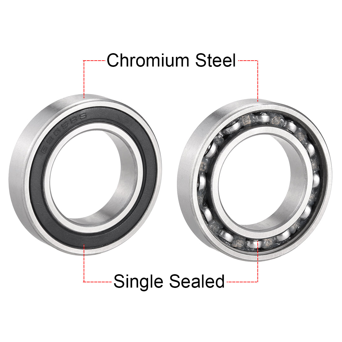 Harfington Deep Groove Ball Bearings Metric Single Sealed Chrome Steel P0 Z2