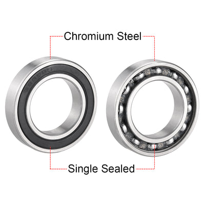 Harfington Deep Groove Ball Bearings Metric Single Sealed Chrome Steel P0 Z2