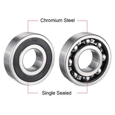 Harfington Deep Groove Ball Bearings Metric Single Sealed Chrome Steel P0 Z2