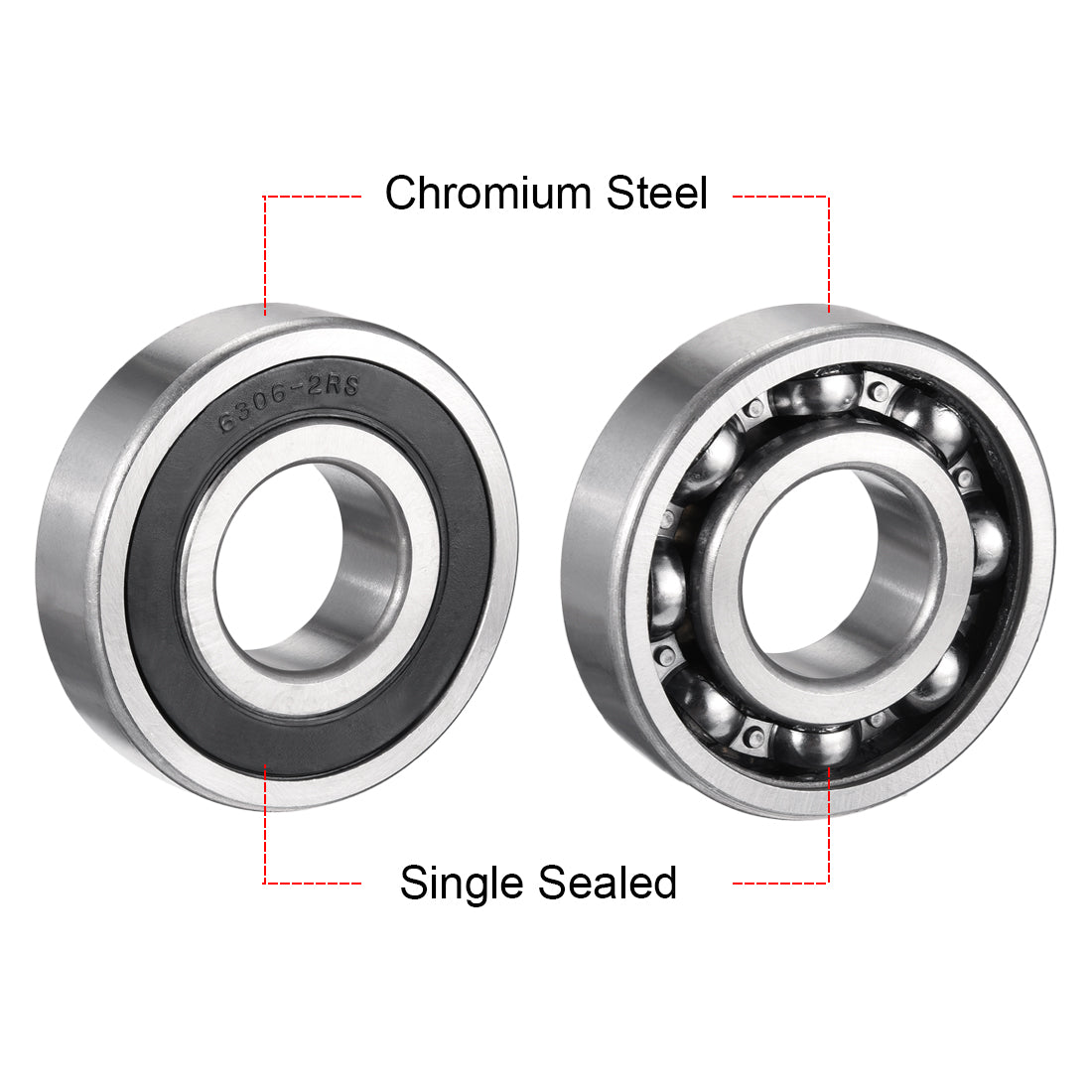 Harfington Deep Groove Ball Bearings Metric Single Sealed Chrome Steel P0 Z2
