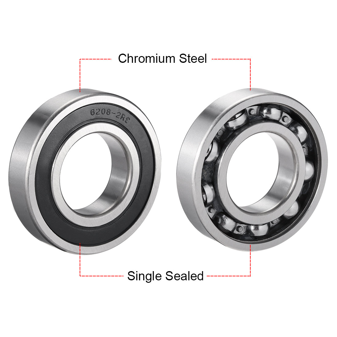 Harfington Deep Groove Ball Bearings Metric Single Sealed Chrome Steel P0 Z2