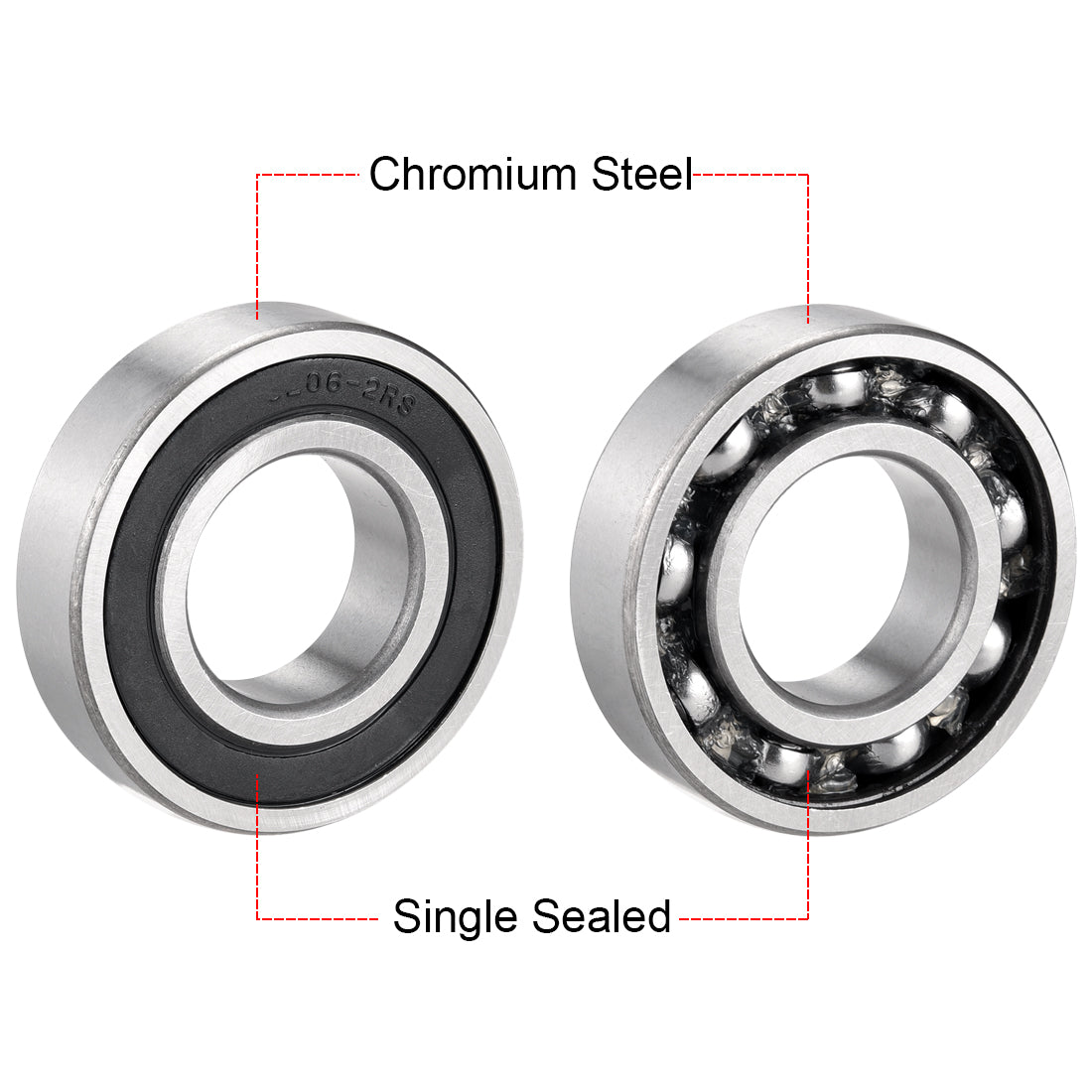 Harfington Deep Groove Ball Bearings Metric Single Sealed Chrome Steel P0 Z2