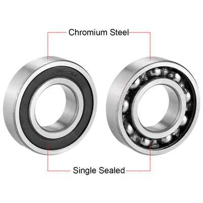 Harfington Deep Groove Ball Bearings Metric Single Sealed Chrome Steel P0 Z2