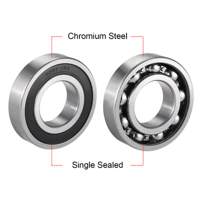 Harfington Deep Groove Ball Bearings Metric Single Sealed Chrome Steel P0 Z2