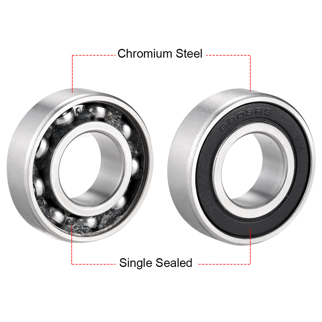 uxcell Uxcell Deep Groove Ball Bearing Metric Single Sealed Chrome Steel P0 Z2