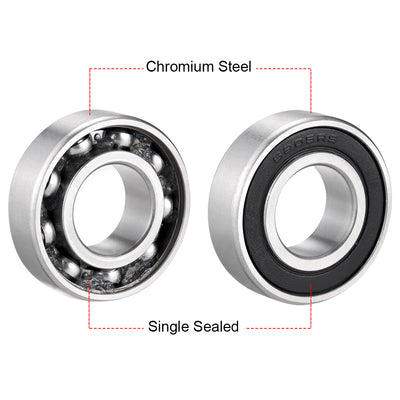 Harfington Uxcell Deep Groove Ball Bearing Metric Single Sealed Chrome Steel P0 Z2