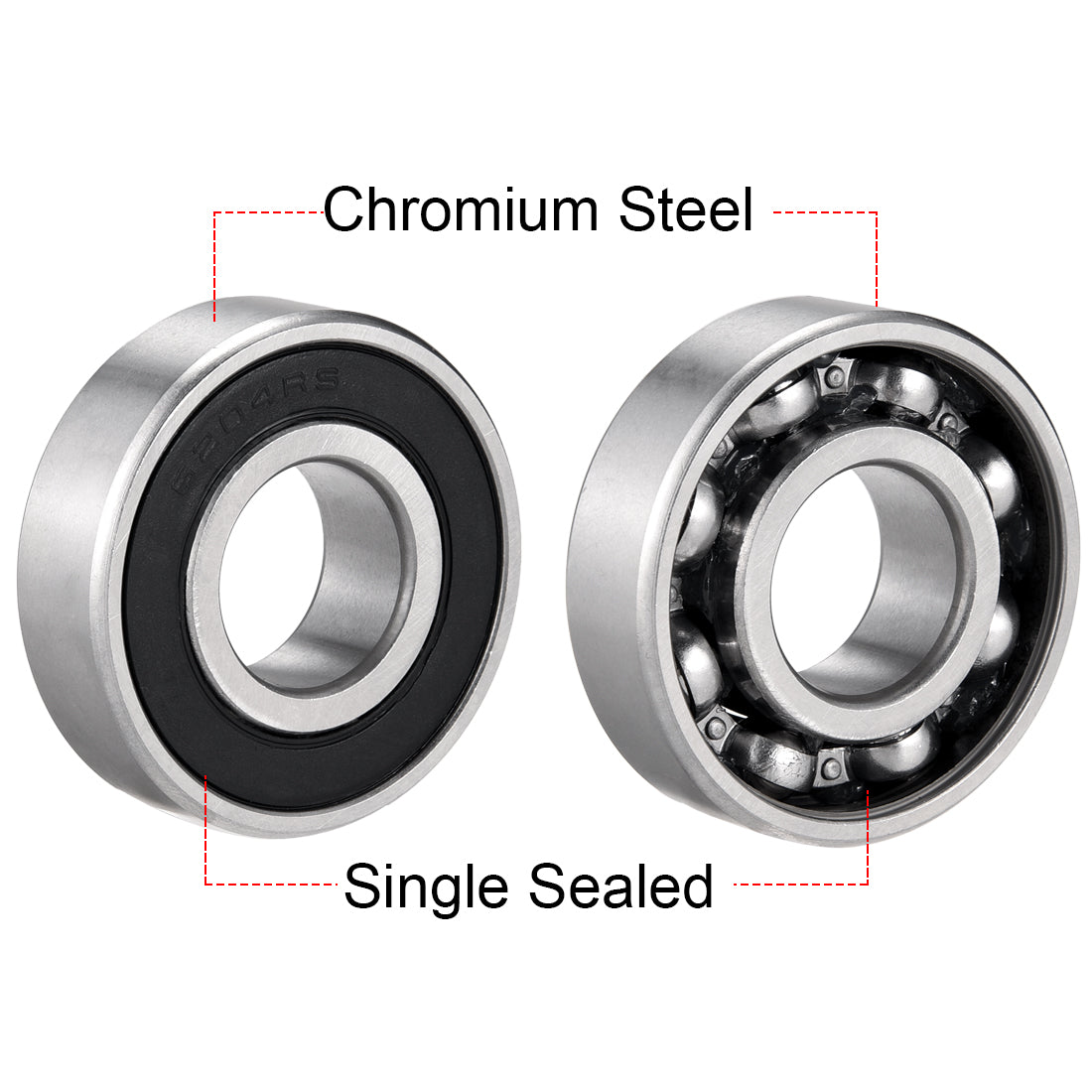 Harfington Deep Groove Ball Bearings Metric Single Sealed Chrome Steel P0 Z2