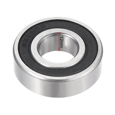 Harfington Uxcell Deep Groove Ball Bearing 6203-2RS Double Sealed, 17mm x 40mm x 12mm Chrome Steel Bearings