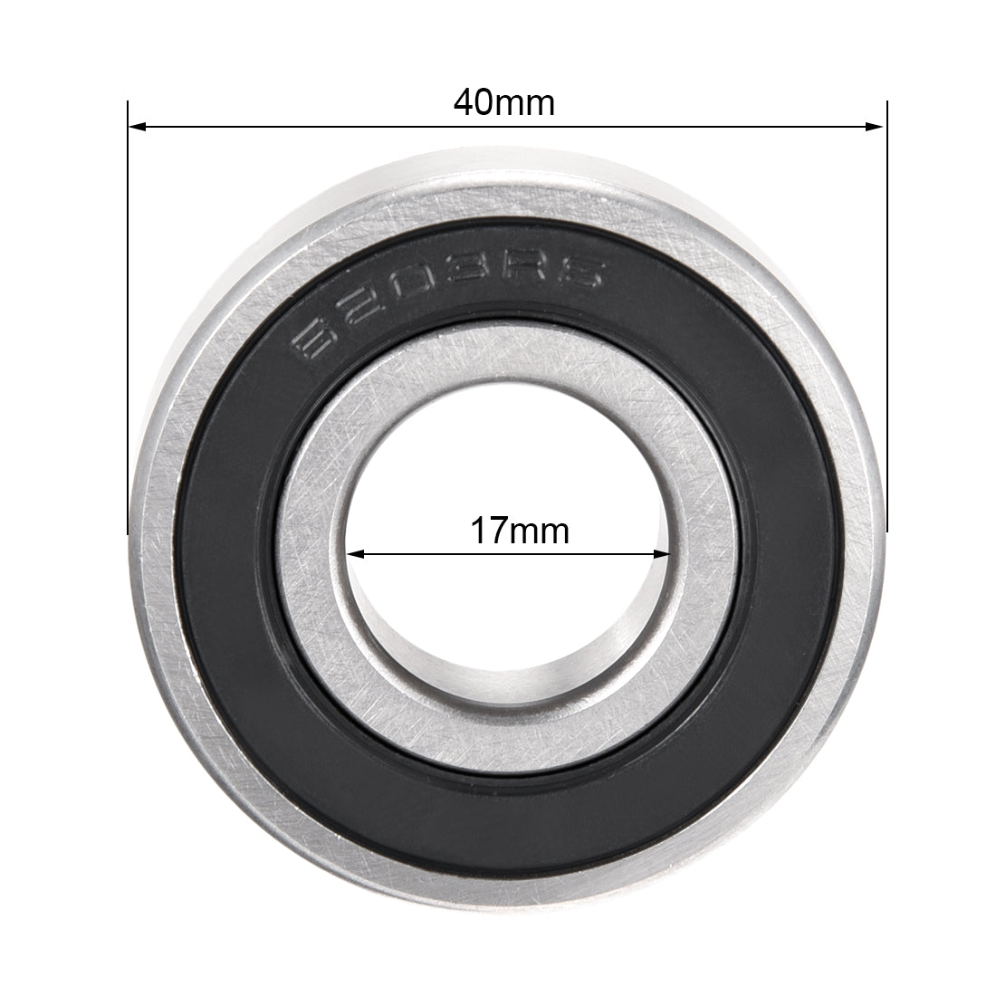uxcell Uxcell Deep Groove Ball Bearing 6203-2RS Double Sealed, 17mm x 40mm x 12mm Chrome Steel Bearings
