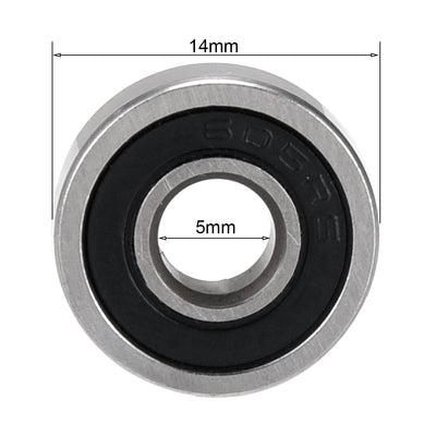 Harfington Uxcell Deep Groove Ball Bearing Metric Single Sealed Chrome Steel P0 Z2
