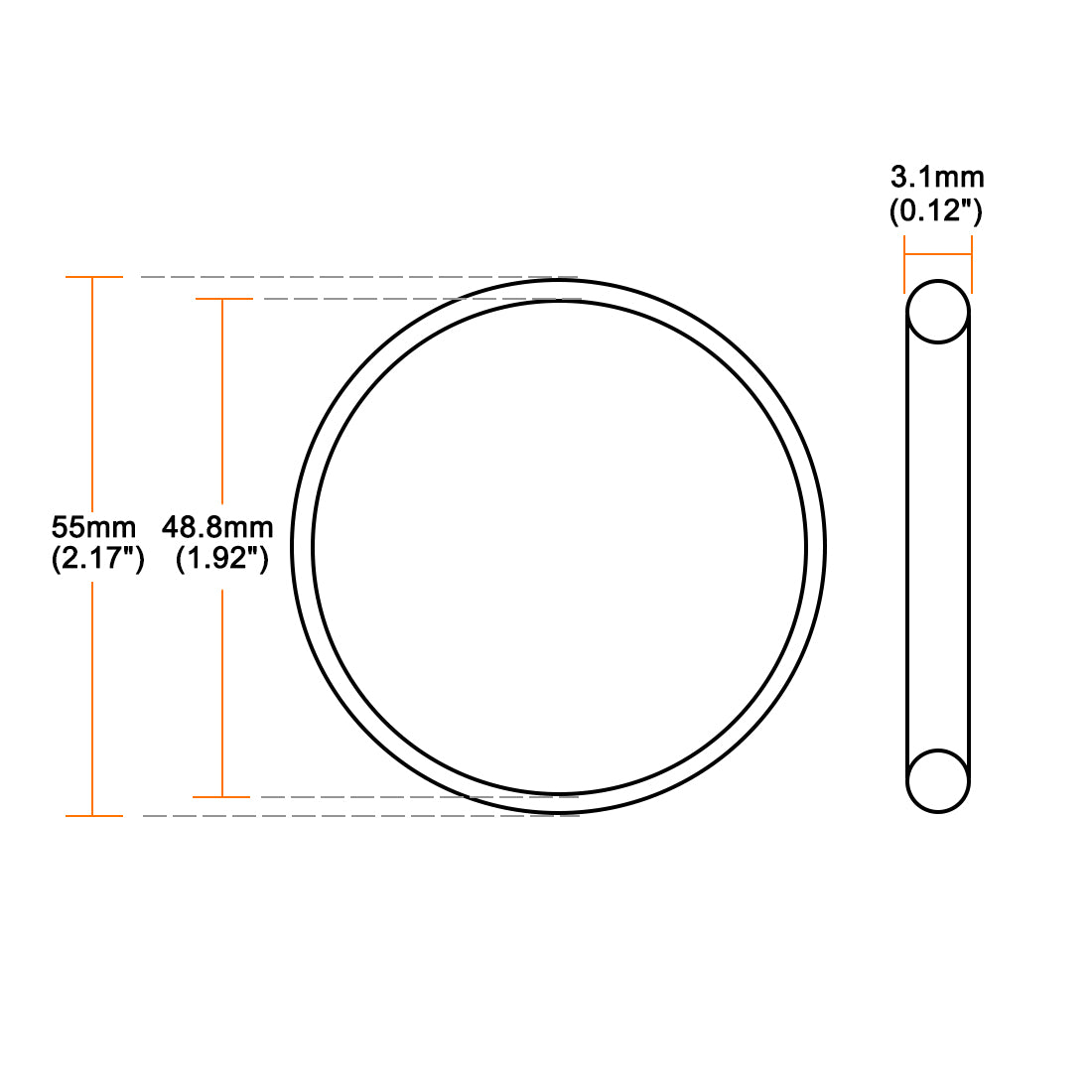 uxcell Uxcell O-Rings Fluorine Rubber 48.8mm x 55mm x 3.1mm Seal Rings Sealing Gasket