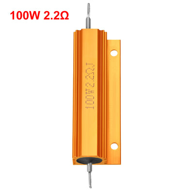Harfington Uxcell Aluminum Case Resistor 100W 2.2 R Wirewound Yellow for LED Replacement Converter