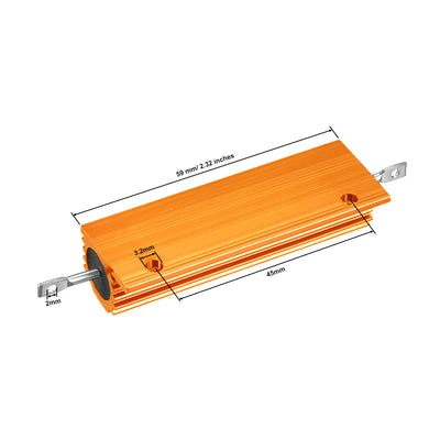 Harfington Uxcell Aluminum Case Resistor 100W 200 R Wirewound Yellow for LED Replacement Converter 2pcs