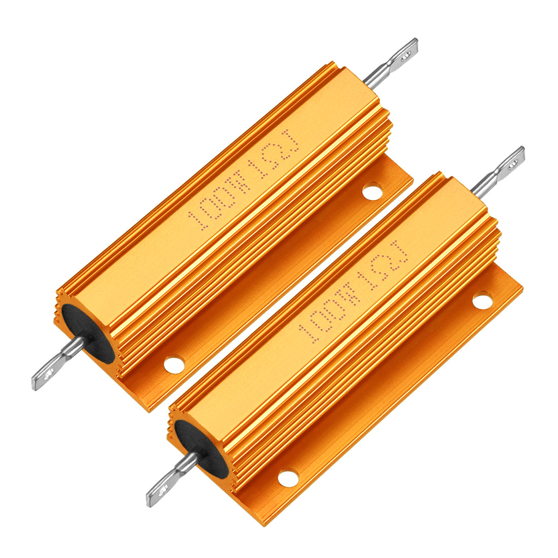 uxcell Uxcell 2Pcs Aluminum Case Resistor 100W 1 Ohm Wirewound Yellow for LED Replacement Converter