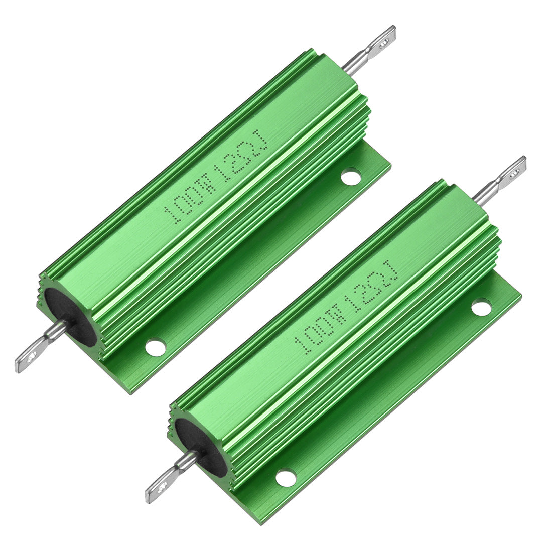 uxcell Uxcell 2 Pcs Aluminum Case Resistor 100W 12 Ohm Wirewound Green for LED Replacement Converter 100W 12RJ