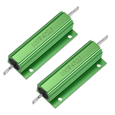 uxcell Uxcell 2 Pcs Aluminum Case Resistor 100W 47 Ohm Wirewound Green for LED Replacement Converter 100W 47RJ