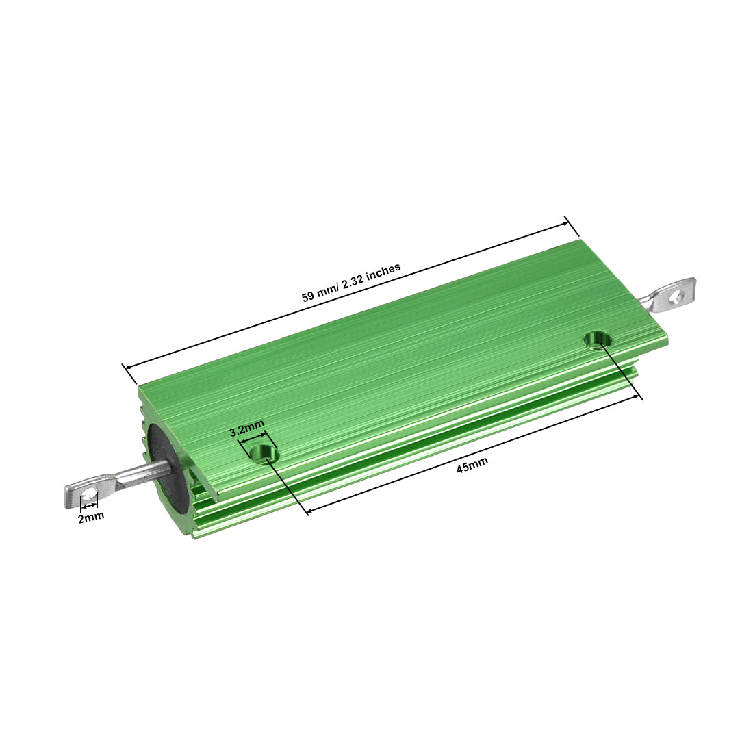uxcell Uxcell Aluminum Case Resistor 100W 1.2K Ohm Wirewound Green for LED Replacement Converter 100W 1.2KRJ