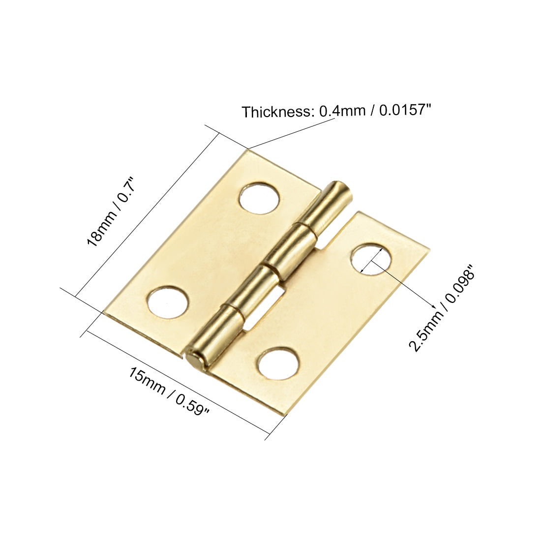 uxcell Uxcell 0.7" Small Hinge Jewelry Case Wooden Box Hinges Fittings Golden Plain 20pcs