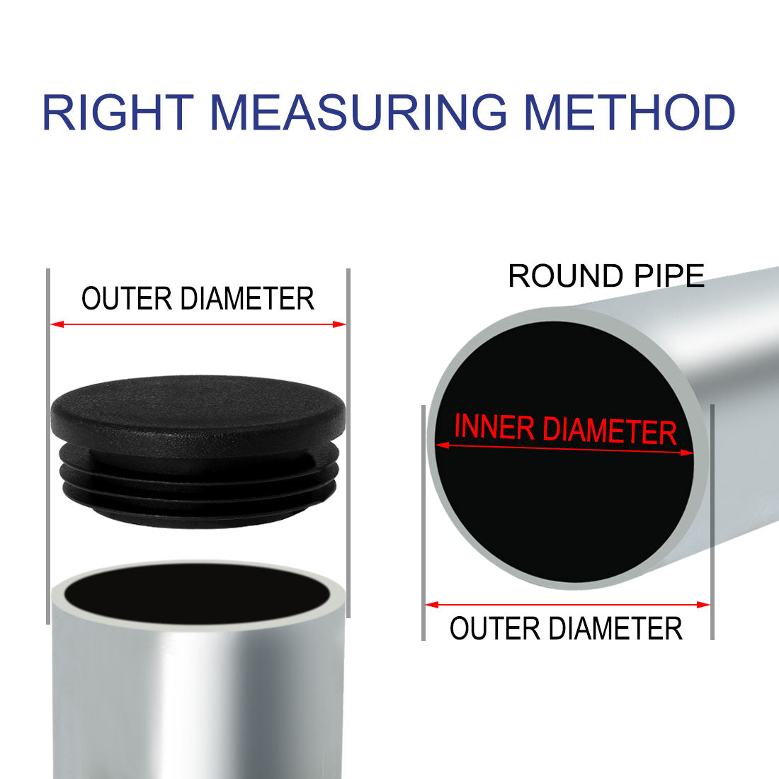 uxcell Uxcell 45mm 1.77" OD Plastic Tube Inserts Pipe End Cover Caps 12pcs, 1.61"-1.69" Inner Dia, Home Office Gym Bung