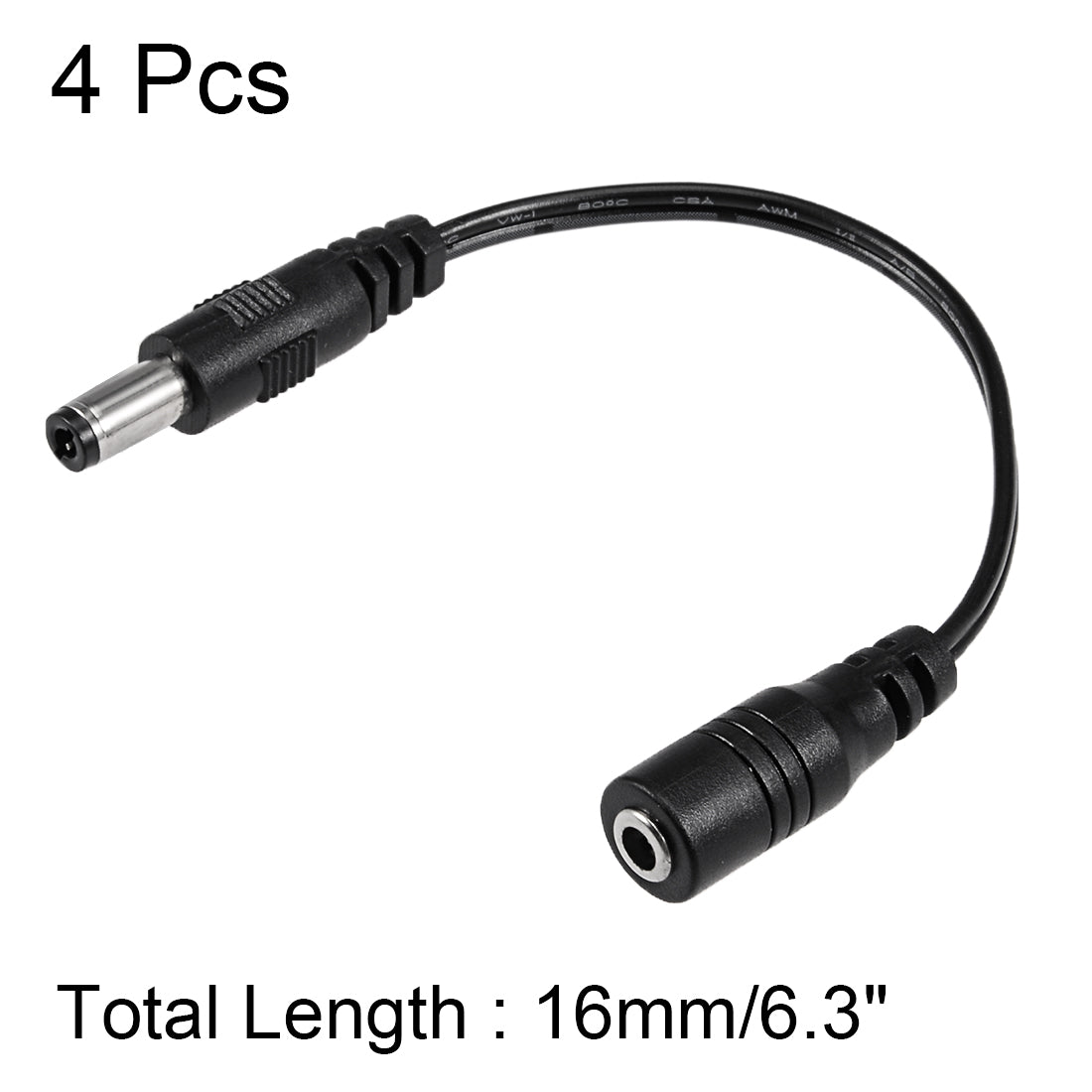 uxcell Uxcell 16cm 3.5x1.35mm Female to 5.5x2.5mm Male DC Power Extension Cable Connector for CCTV Security Camera 4pcs