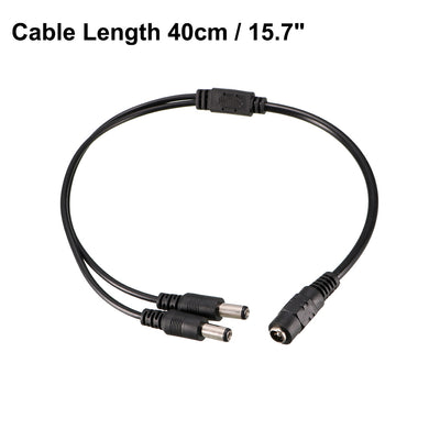 Harfington 12V DC Power Splitter Cable 1 Female to 2 Male Connectors 40cm for CCTV Security Camera 2.1mmx5.5mm Black