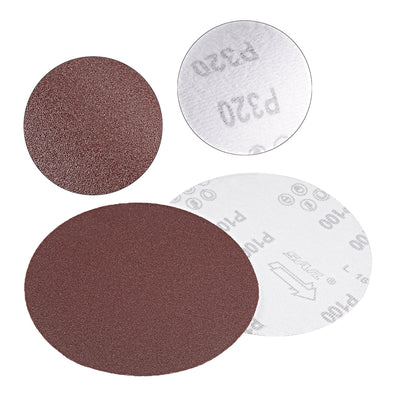 Harfington Uxcell 20Pcs 6 Inch Hook and Loop Sanding Disc 100 Grits Flocking Sandpaper for Sander Brown