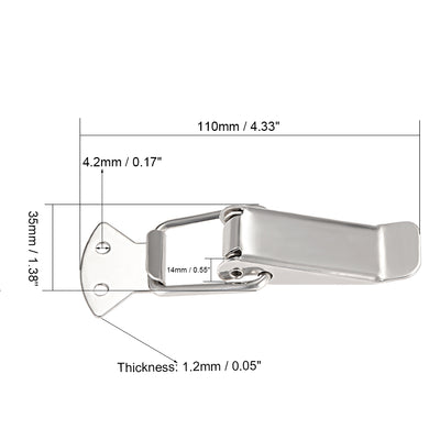 Harfington Uxcell Iron Spring Loaded Toggle Case Box Chest Trunk Latch Catches Clamp Hasps 5 pcs, 110mm Overall Length