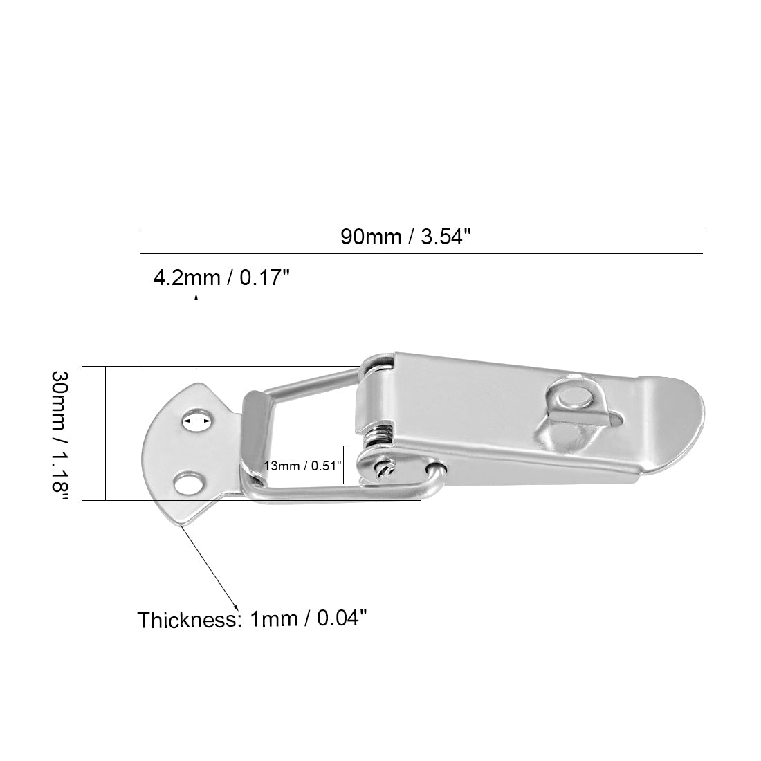 uxcell Uxcell 2 Pcs 201 Stainless Steel Spring Loaded Toggle Case Box Chest Trunk Latch Catches Hasps Clamps,  90mm Length