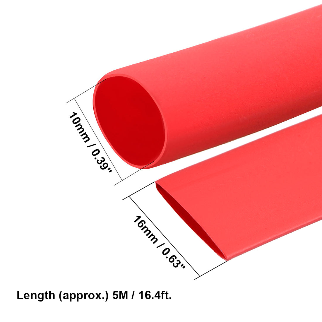 uxcell Uxcell Heat Shrink Tube 2:1 Electrical Insulation Tube Wire Cable Tubing Sleeving Wrap Red 10mm Diameter 5m Long