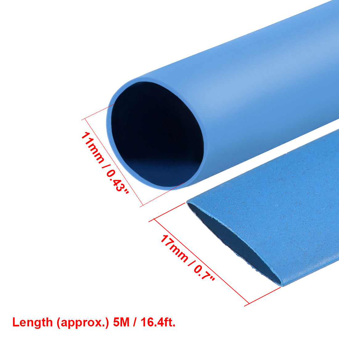 uxcell Uxcell Heat Shrink Tube 2:1 Electrical Insulation Tube Wire Cable Tubing Sleeving Wrap Blue 11mm Diameter 5m Long